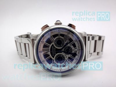 Copy Cartier MTWTFSS Chronograph  Blue Dial SS Case Watch